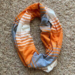 Orange and Gray Striped Infinity Scarf